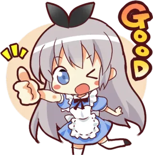 👍 Good Anime, Cartoon, Mädchen, Süß, Daumen hoch, Gut telegram sticker
