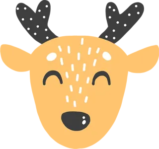 🦌 Hirsch, niedlich, Tier, Geweih, Illustration, Cartoon whatsapp sticker