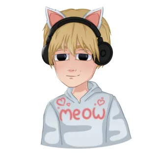 😸 meow Anime, Orejas de gato, Auriculares, Miau, Lindo, Kawaii, Dibujos animados telegram sticker