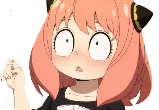 😳 Anya Forger Spy x Family Anime, Cartone animato, Ragazza, Scioccata, Espressione whatsapp sticker