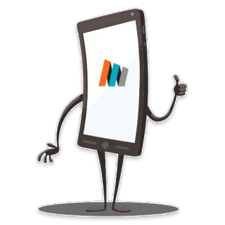 👍 điện thoại, di động, ngón tay cái, hoạt hình, nhân vật, thiết bị telegram sticker