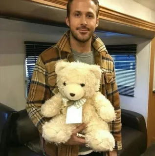 🥶 Ryan Gosling attore, orsacchiotto, ritratto, celebrità, uomo telegram sticker