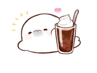 🥃 fofo, bebida, animal, gelo, personagem, desenho animado telegram sticker