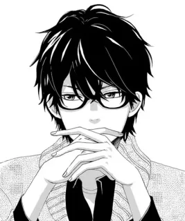 🤔 アニメ, メガネ, 漫画, キャラクター, ポートレート, 男 telegram sticker