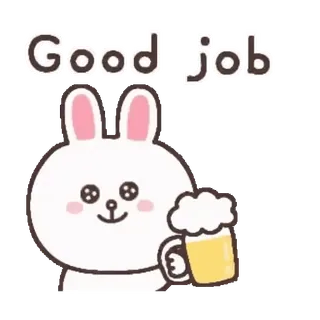 🐻 Good Job coniglio, birra, bravo, festa, esultanza, carino whatsapp sticker