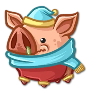 🎅 porco, inverno, desenho animado, animal, cachecol, chapéu telegram sticker