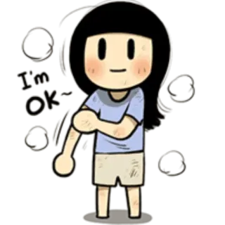 😀 I'm OK! Cartoon, Mädchen, Figur, Okay, Beruhigung telegram sticker