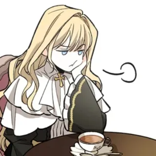 😒 アニメ, 金髪, 女性, お茶, 退屈 telegram sticker