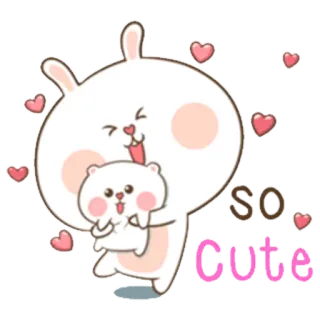 😍 So Cute lindo, dibujos animados, kawaii, oso, conejo, corazones, adorable whatsapp sticker