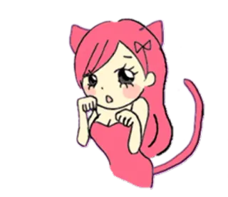 😺 Anime, Katzenmädchen, süß, rosa telegram sticker