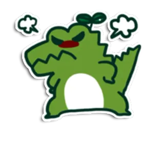 🐊 en colère, dessin animé, plante, monstre, mignon telegram sticker