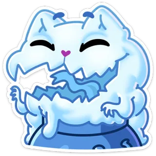 👻 gato, azul, dibujos animados, animal, lindo, pegatina telegram sticker