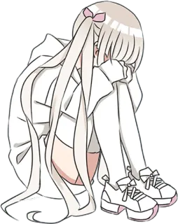 😰 gadis anime, sedih, menangis, rambut putih, kartun, imut telegram sticker