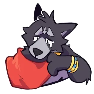 😭 weinend, traurig, wolf, Fell, Cartoon, emotional whatsapp sticker