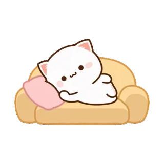 🛌 chat, canapé, détente, dessin animé, mignon, chaton telegram sticker