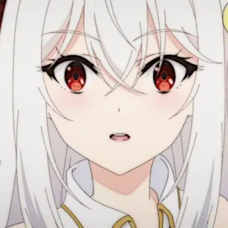 🍪 anime girl, anime, red eyes, white hair, manga telegram sticker