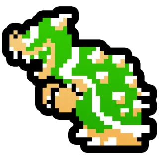 🐉 Bowser Super Mario Bowser, jeu vidéo, pixel art, Super Mario, méchant telegram sticker