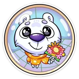 🌷 милый, медведь, наклейка, цветы, мультфильм, животное telegram sticker
