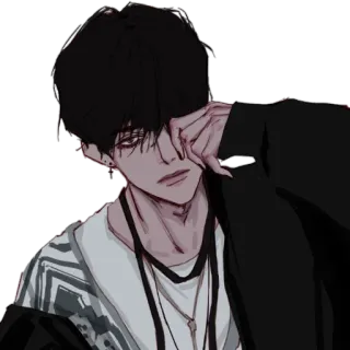 🧊 อนิเมะ, เศร้า, เด็กผู้ชาย, อีโม, การ์ตูน telegram sticker