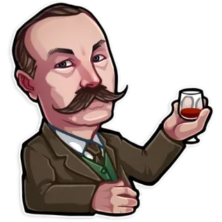 🧐 man, cartoon, drink, alcohol, portrait, mustache telegram sticker