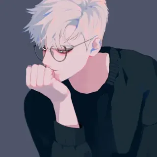 🤔 动漫, 肖像, 男人, 眼镜, 艺术, 插画 telegram sticker
