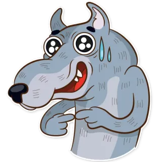 😅 Desenho animado, Lobo, Personagem, Animal, Meme, Assustado, Suado telegram sticker