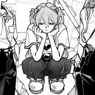 👾 anime, manga, girl, sitting, cartoon, art, drawing telegram sticker