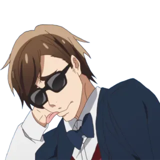 😜 Аниме, Солнцезащитные очки, Персонаж, Язык, Мужской telegram sticker