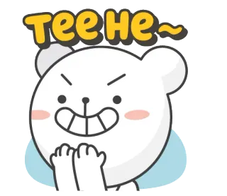 😬 Tee he~ fofo, urso, desenho animado, hehe, brincalhão, animal, adesivo telegram sticker
