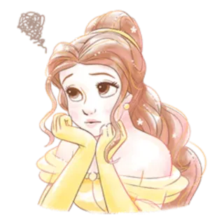 🤔 Belle Beauty and the Beast เบลล์, ดิสนีย์, เจ้าหญิง, โฉมงามกับเจ้าชายอสูร, การ์ตูน telegram sticker
