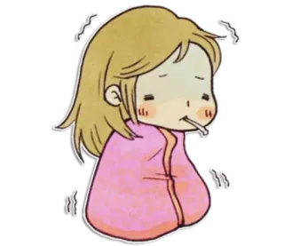 🤒 krank, ill, erkältet, grippe, cartoon, person, fieber whatsapp sticker