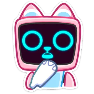 🤭 cat, robot, cute, pink, animal, kitty telegram sticker