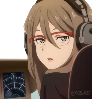👩‍✈ Anime, Menina, Óculos, Piloto, Radar telegram sticker