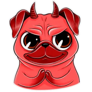 😈 carlino, perro, diablo, cuernos, animal, lindo, pegatina telegram sticker