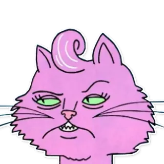 🤥 кот, мультфильм, розовый, злой, животное telegram sticker