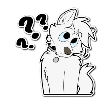❓ hond, vraag, verward, wit, dier, cartoon telegram sticker
