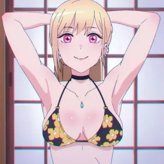 👙 Marin Kitagawa My Dress-Up Darling Anime, Biquíni, Fofa, Garota, Loira, Marin Kitagawa, My Dress-Up Darling telegram sticker