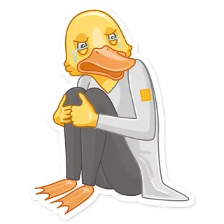 😭 鸭子, 哭泣, 难过, 卡通, 贴纸, 动物 telegram sticker