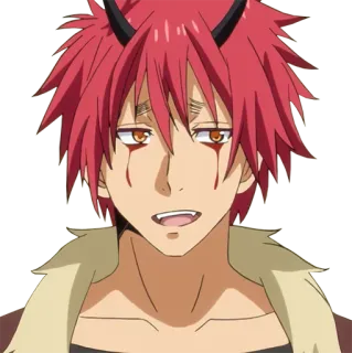 😅 Benimaru That Time I Got Reincarnated as a Slime Anime, Démon, Cheveux roux, Cornes, Benimaru, Moi, quand je me réincarne en Slime, Manga telegram sticker
