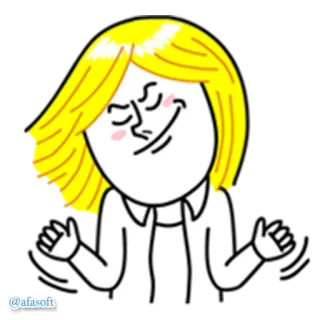 😏 @afasoft การ์ตูน, สีหน้า, ผมบลอนด์, ตัวละคร telegram sticker