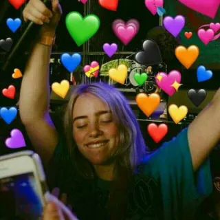 😌 Billie Eilish Billie Eilish, hearts, singer, pop star, celebrity telegram sticker