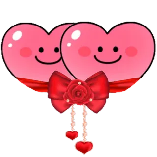 ❤ corazones, amor, san valentín, lindo, kawaii, rosa, lazo rojo telegram sticker