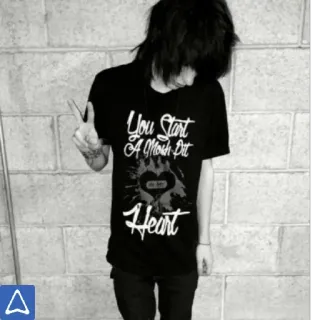 😔 You Start A Mosh Pit In My Heart Эмо, Парень, Знак мира, Мошпит, Сердце, Подросток telegram sticker