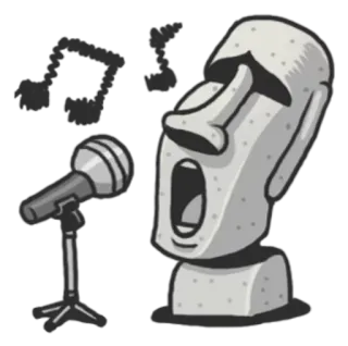 🐷 Moai, Standbeeld, Microfoon, Zingen, Muziek, Paaseiland whatsapp sticker