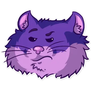 😏 кот, стикер, животное, фиолетовый, милый, смешной, мультфильм, мем telegram sticker