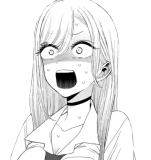 😨 Marin Kitagawa My Dress-Up Darling Аниме, Манга, Девушка, В шоке, Испуганная, Эмоция, Марин Китагава, My Dress-Up Darling telegram sticker