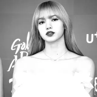 🤍 Lisa Gold kpop, リサ, blackpink, golden disk awards, 歌手, アイドル, 女性, 白黒 whatsapp sticker