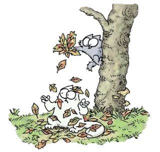 🙃 cat, cartoon, fall, autumn, leaves, tree whatsapp sticker