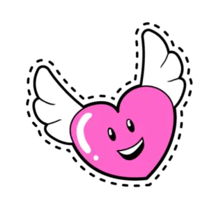 💋 trái tim, đôi cánh, dễ thương, hoạt hình, màu hồng, tình yêu telegram sticker