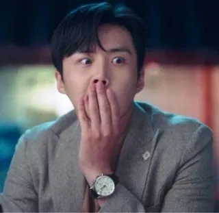 🤭 choqué, surprise, se cacher la bouche, asiatique, homme telegram sticker